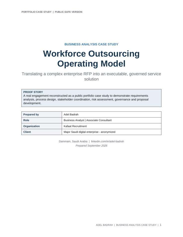Cover of Adel Badrah’s Workforce Outsourcing Operating Model case study